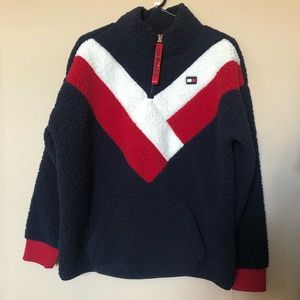 Tommy Hilfiger Navy Red White Sherpa sweater
